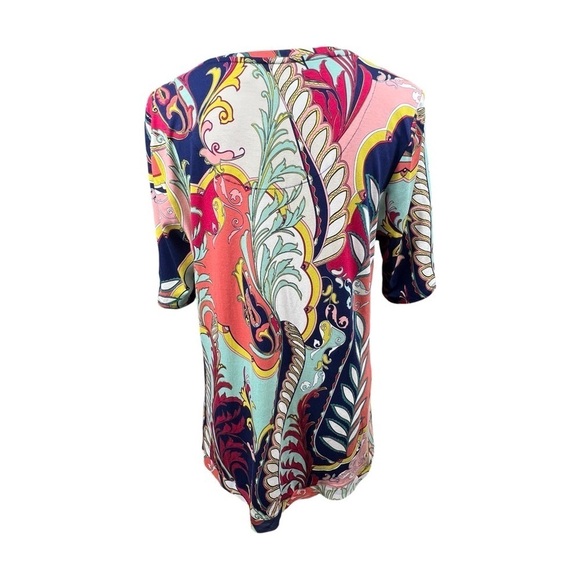 Chico's Womens 2 U.S. Large Abstract Draped Tunic Touch of Cool Twist Detail NWT - Picture 3 of 9